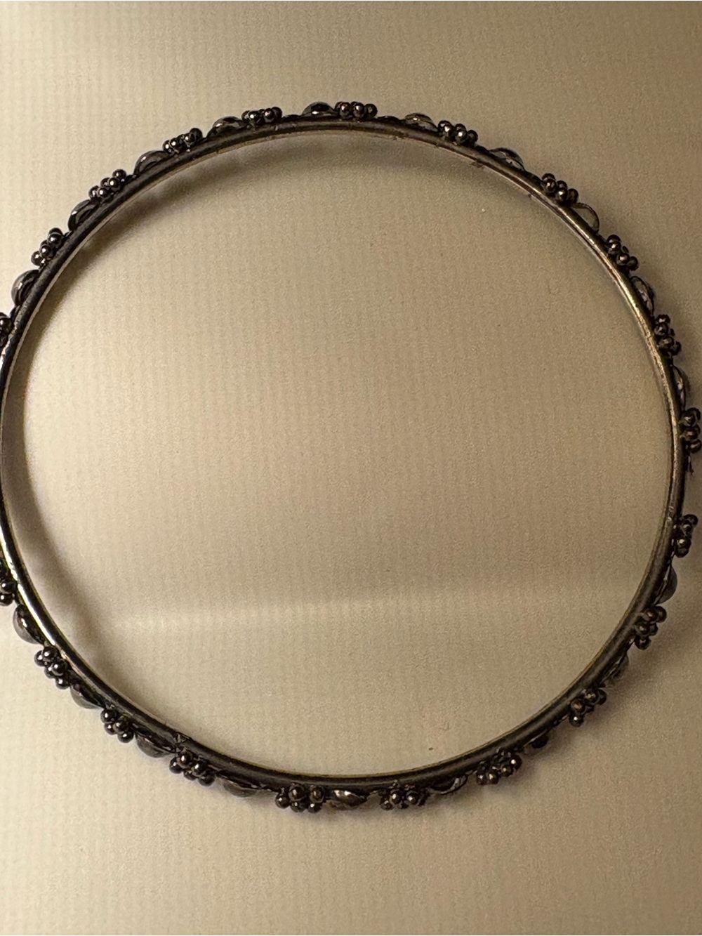 Delicate Floral Accent Silver Bangle Bracelet